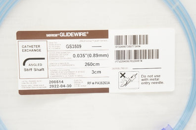 Terumo PA35263A Glidewire Cath. Exchange, Angled 0.035inch x 260cm x 3cm (x)
